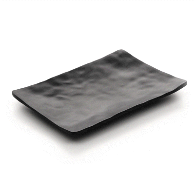 Voga Rectangle Black Melamine Small Plate - Japonais, Faux Slate - 7 3/4" x 5 1/2" - 4 count box