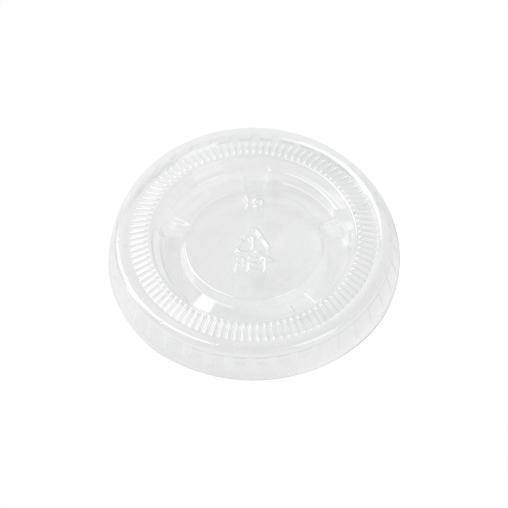 Chef 101 Round Clear Plastic Portion Cup Lid - Fits 0.8 and 1 oz - 1 3/4" x 1 3/4" x 1/4" - 2000 count box