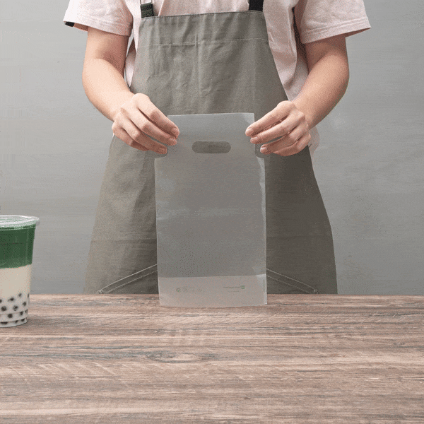 Bag Tek Clear Plastic Drink Carrier Bag - Fits 1 Cup - 6 1/4" x 3 1/4" x 11" - 100 count box