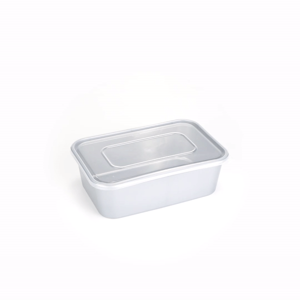 Futura 25 oz Silver Plastic Take Out Container - with Clear Lid, Microwavable - 6 3/4" x 4 1/2" x 2 1/4" - 100 count box