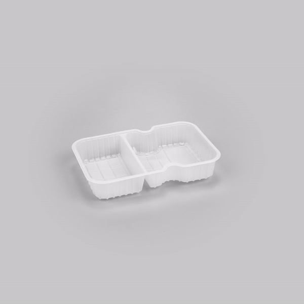 Futura 10 oz White Plastic Wide 2-Compartment Insert Tray - Fits 32 and 37 oz Containers, Microwavable - 100 count box
