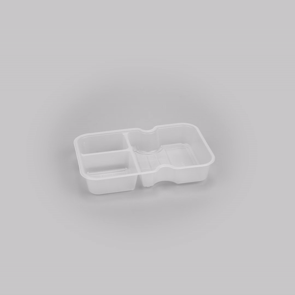 Futura 10 oz White Plastic 3-Compartment Insert Tray - Fits 32 and 37 oz Containers, Microwavable - 100 count box