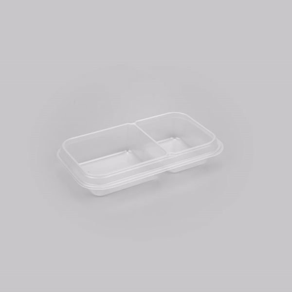 Futura 15 oz Clear Plastic Heavy Duty 2-Compartment Insert Tray - Fits 24, 34 and 44 oz Containers, Microwavable - 100 count box