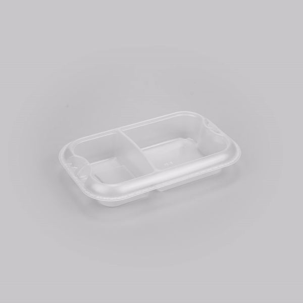 Futura 17 oz Clear Plastic 2-Compartment Insert Tray - Fits 46 oz Container, Microwavable - 100 count box