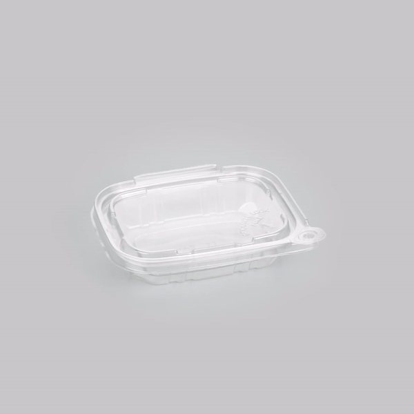 Tamper Tek 8 oz Rectangle Clear Plastic Container - with Hinged Lid, Tamper-Evident - 4 3/4" x 6" x 1 1/4" - 100 count box