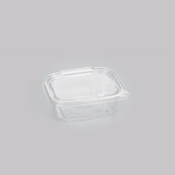Tamper Tek 16 oz Rectangle Clear Plastic Container - with Hinged Lid, Tamper-Evident - 4 3/4" x 6" x 2" - 100 count box