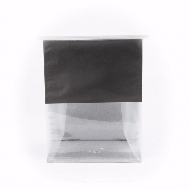 Bag Tek Black Cotton Paper Tin Tie Bag - with Clear Window - 8 3/4" x 4 1/2" x 10 3/4" - 100 count box