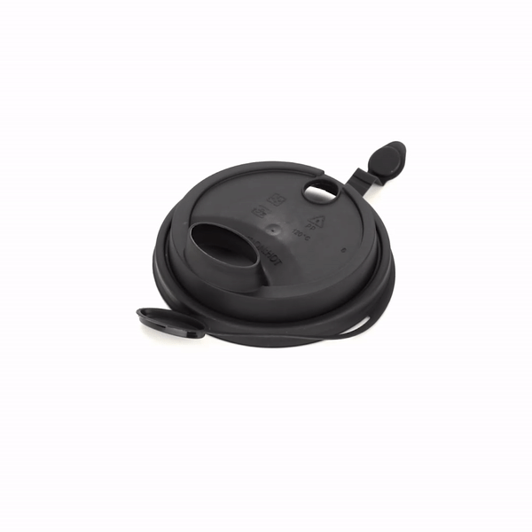 Bev Tek Black Plastic 2-in-1 Straw or Sippy Cup Lid - with Two Plugs, Fits 12, 16 and 24 oz - 500 count box