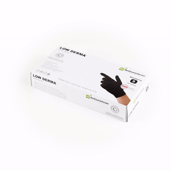 Low Derma Blackberry Small Nitrile Gloves - Hypoallergenic, Non-Sterile, Powder-Free - 1000 count box