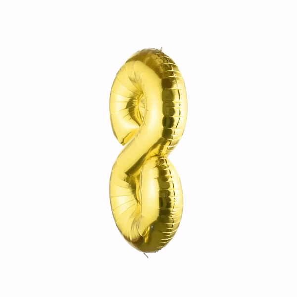 Balloonify Gold Mylar Number 8 Balloon - 40" - 1 count box