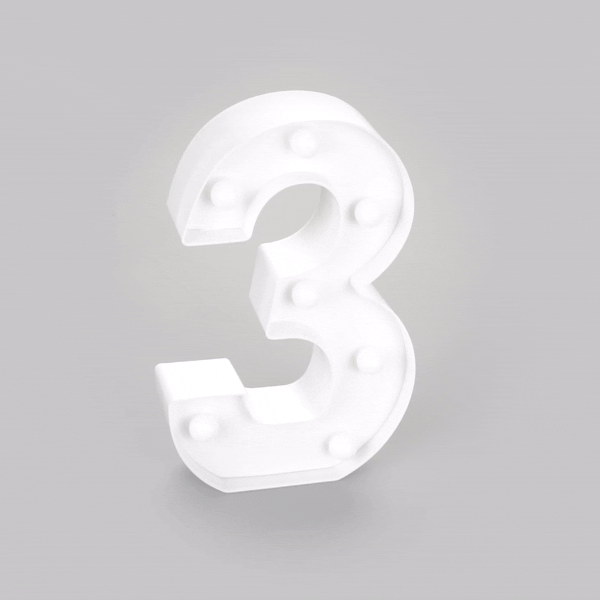 Illumify White LED Marquee Number 3 Sign - 8 3/4" - 1 count box