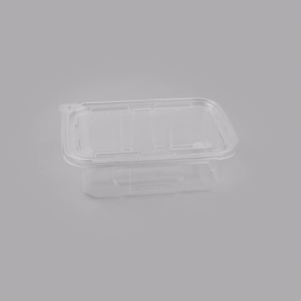 Tamper Tek 20 oz Rectangle Clear Plastic Salad Container - with Lid, Tamper-Evident - 7 1/4" x 5 1/2" x 2" - 100 count box