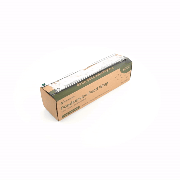 Basic Nature Clear Plastic Foodservice Food Wrap - Home Compostable, BPA-Free, Microwave-Safe - 18" x 2000' - 1 count box