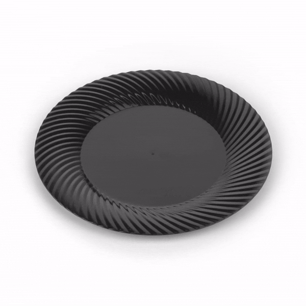 Moderna Round Black Plastic Wave Plate - 9" x 9" x 1/2" - 40 count box