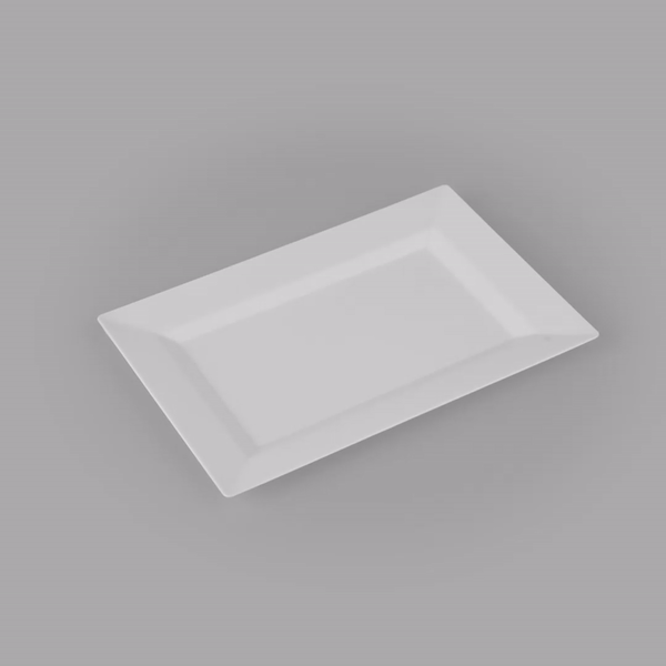 Moderna Rectangle White Plastic Plate - 7 1/2" x 5 1/4" x 1/2" - 10 count box