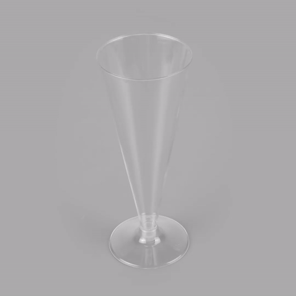 Chef 101 7 oz Clear Plastic Long Champagne Flute - 2 3/4" x 2 3/4" x 6 3/4" - 100 count box