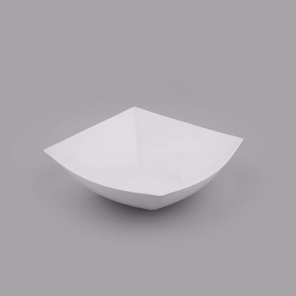 Moderna 64 oz Square White Plastic Serving Bowl - 9 3/4" x 9 3/4" x 3" - 100 count box