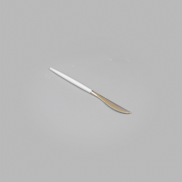 Moderna Gold Plastic Knife - with White Handle - 7 3/4" - 500 count box