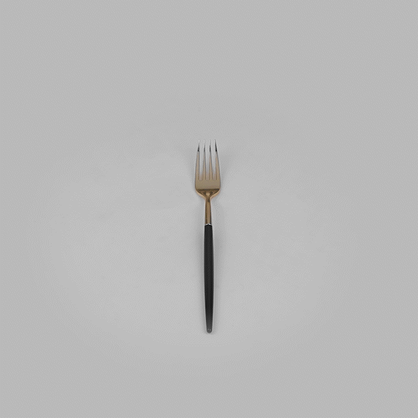 Moderna Gold Plastic Fork - with Black Handle - 7 1/2" - 50 count box
