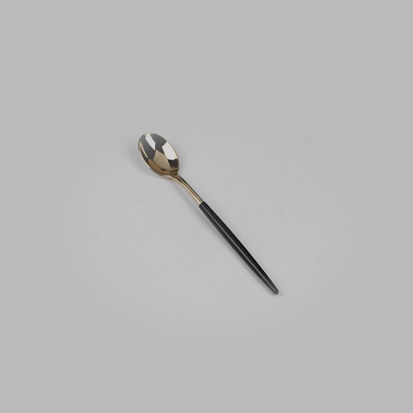Moderna Gold Plastic Spoon - with Black Handle - 7 3/4" - 50 count box