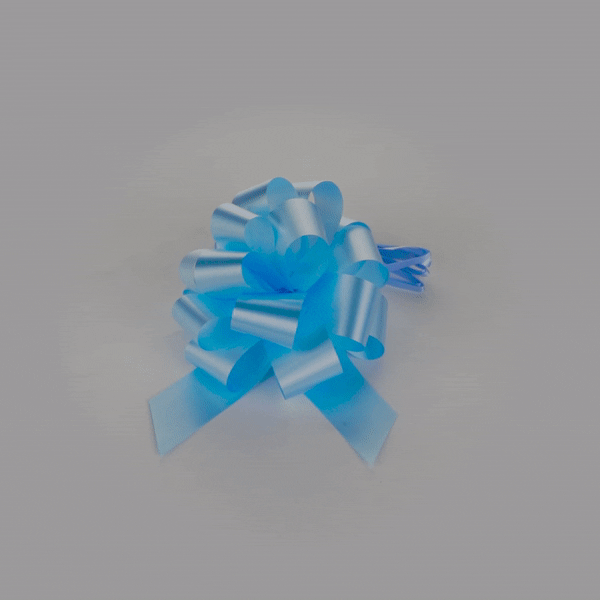Gift Tek Light Blue Plastic Flora Satin Pull Bow - 5 1/2" - 1000 count box