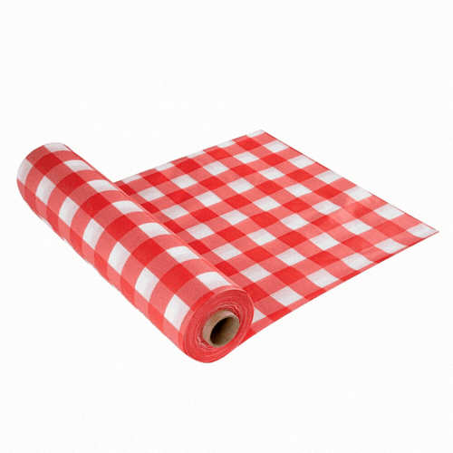 Table Tek Red Gingham Plastic Table Cover Roll - with Slide Cutter - 100' x 54" - 10 count box