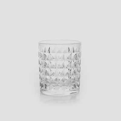 Bev Tek 9 oz Polycarbonate Old Fashioned Glass - Cut Crystal Design - 3 1/4" x 3 1/4" x 3 3/4" - 6 count box