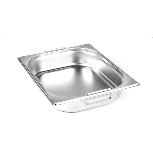 Met Lux Rectangle Stainless Steel 1/2 Size Steam Table Pan 2.5 Inch Deep - Anti Jam, Collapsible Handles - 1 count box