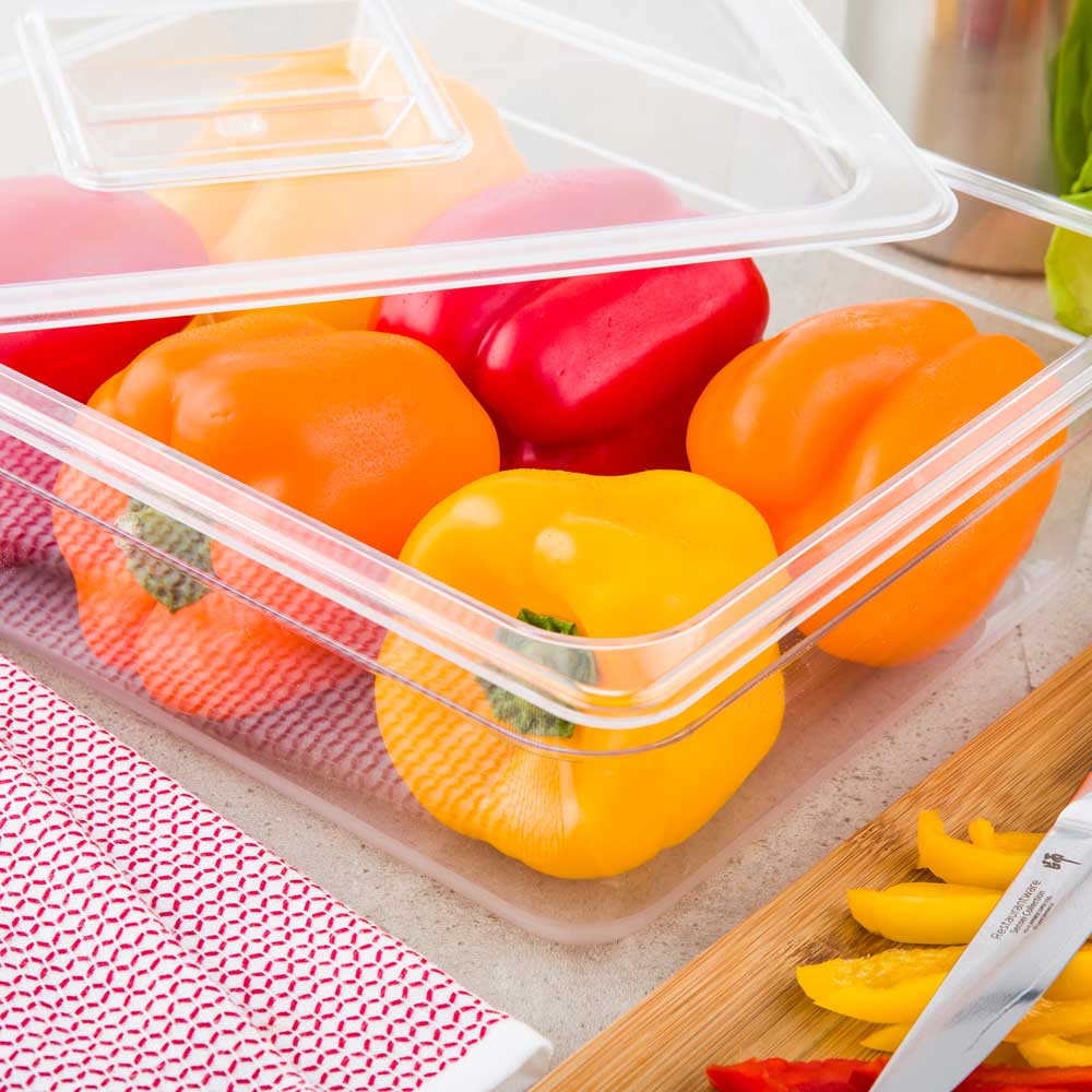 Met Lux Rectangle Clear Plastic 1/2 Size Cold Food Storage Container - 4" Depth - 1 count box