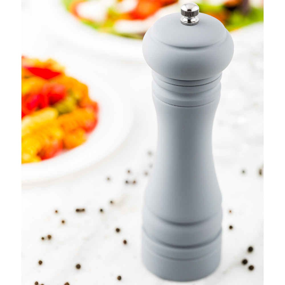 Chef 101 Classic French Gray Wood Pepper Mill - Soft Touch - 2 1/4" x 2 1/4" x 7 1/2" - 1 count box
