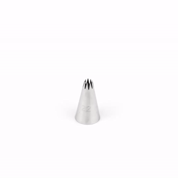 Pastry Tek Stainless Steel #22 Open Star Piping Tip - 3/4" x 3/4" x 1 1/4" - 1 count box
