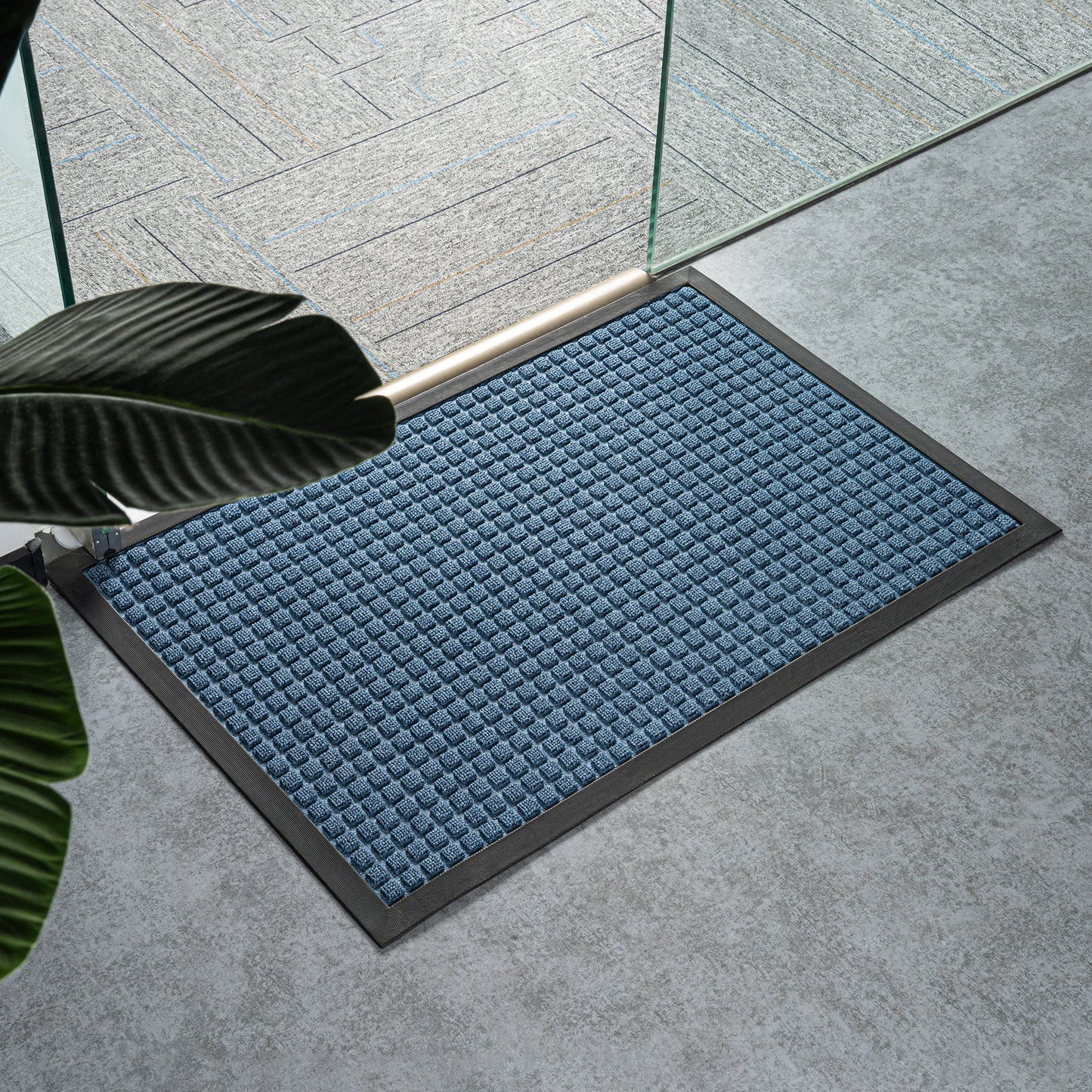 Comfy Feet Light Blue Heavy-Duty Carpet Floor Mat - Waffle - 36" x 24" - 1 count box