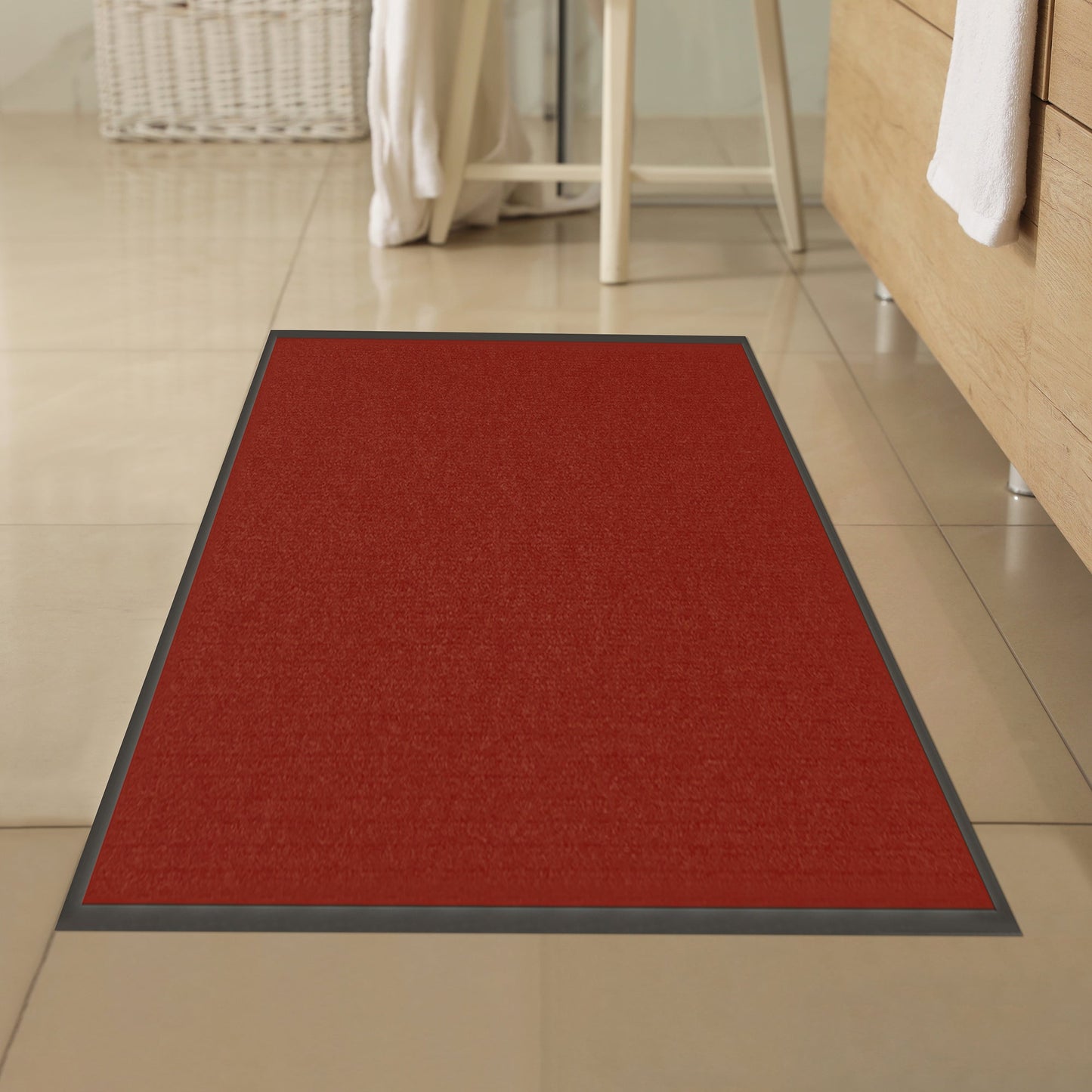 Comfy Feet Dark Red Carpet Floor Mat - Ribbed - 60" x 36" - 1 count box