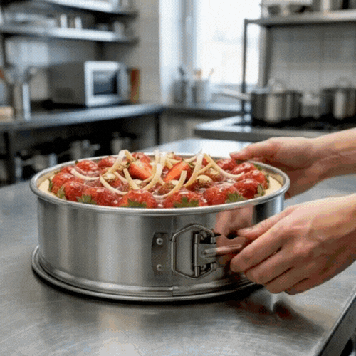 Met Lux 12" Silver Aluminum Springform Cake Pan - 12" x 12" x 3" - 1 count box