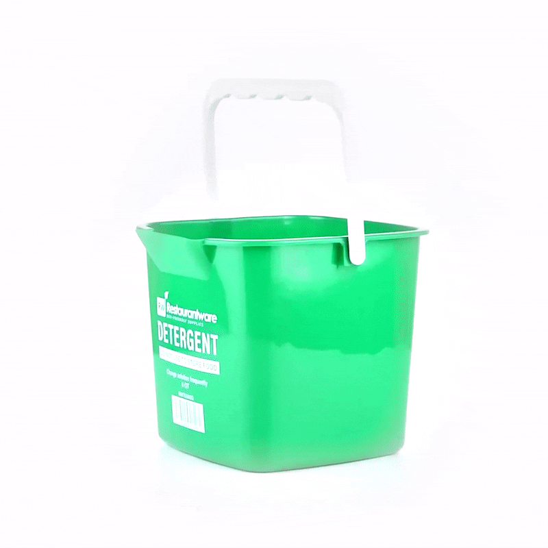 RW Clean 6 Qt Square Green Plastic Cleaning Bucket - with Plastic Handle - 8 1/2" x 8 1/2" x 7 1/4" - 1 count box