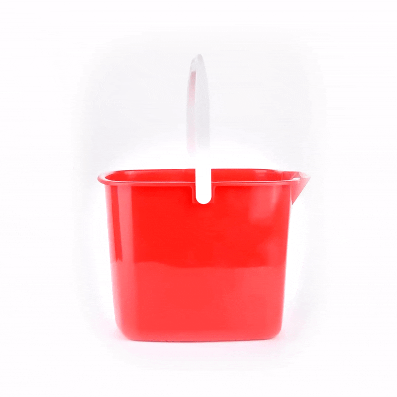 RW Clean 8 Qt Square Red Plastic Sanitizing Bucket - with Plastic Handle - 9 3/4" x 9 3/4" x 7 1/2" - 10 count box