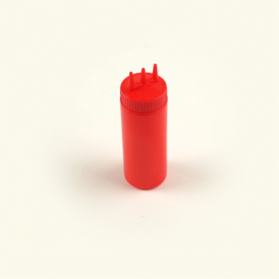 Sauce Tek 12 oz Red Plastic Ketchup Squeeze Bottle - with Triple Dispersion Tip - 6 count box