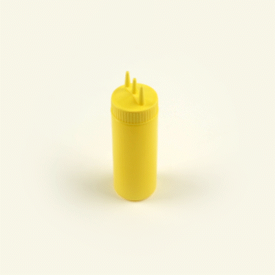 Sauce Tek 12 oz Yellow Plastic Mustard Squeeze Bottle - with Triple Dispersion Tip - 6 count box