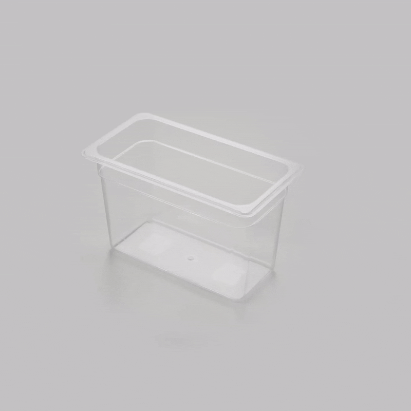 Met Lux Rectangle Clear Plastic 1/3 Size Cold Food Storage Container - 8" Depth - 1 count box