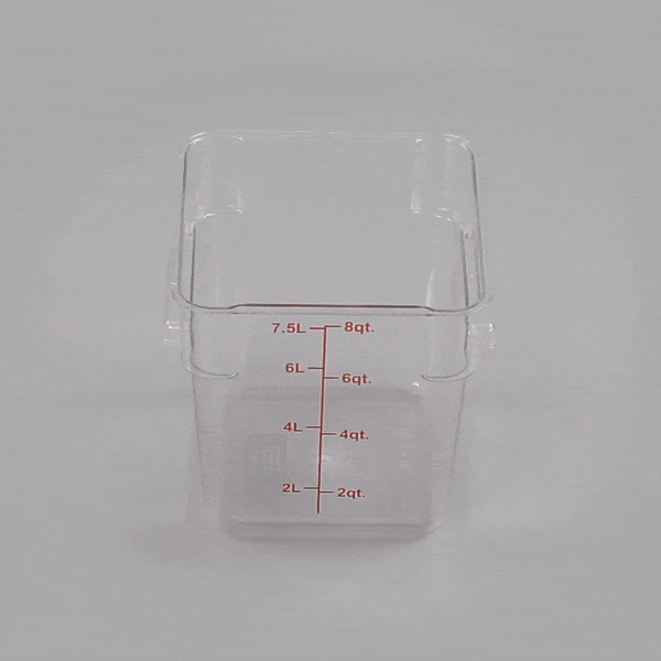 Met Lux 8 qt Square Clear Plastic Food Storage Container - with Red Volume Markers - 8 3/4" x 8 3/4" x 8 1/2" - 1 count box