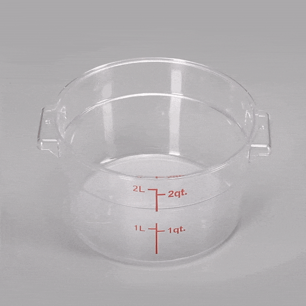 Met Lux 2 qt Round Clear Plastic Food Storage Container - with Red Volume Markers - 7" x 7" x 4 1/4" - 1 count box