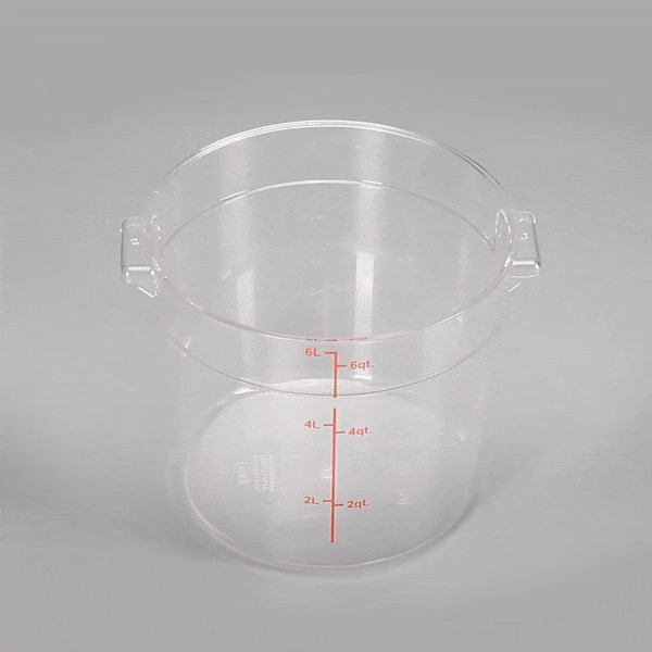 Met Lux 6 qt Round Clear Plastic Food Storage Container - with Red Volume Markers - 8 3/4" x 8 3/4" x 7 3/4" - 1 count box