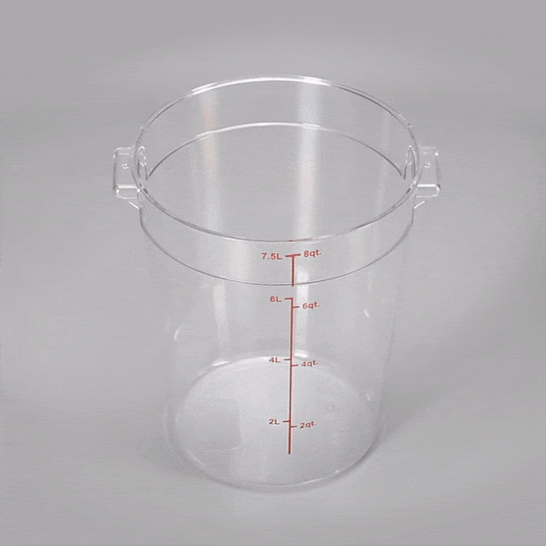 Met Lux 8 qt Round Clear Plastic Food Storage Container - with Red Volume Markers - 8 3/4" x 8 3/4" x 10 1/2" - 10 count box