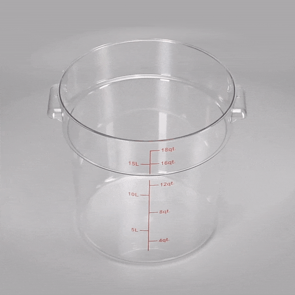 Met Lux 18 qt Round Clear Plastic Food Storage Container - with Red Volume Markers - 12 1/4" x 12 1/4" x 12" - 1 count box