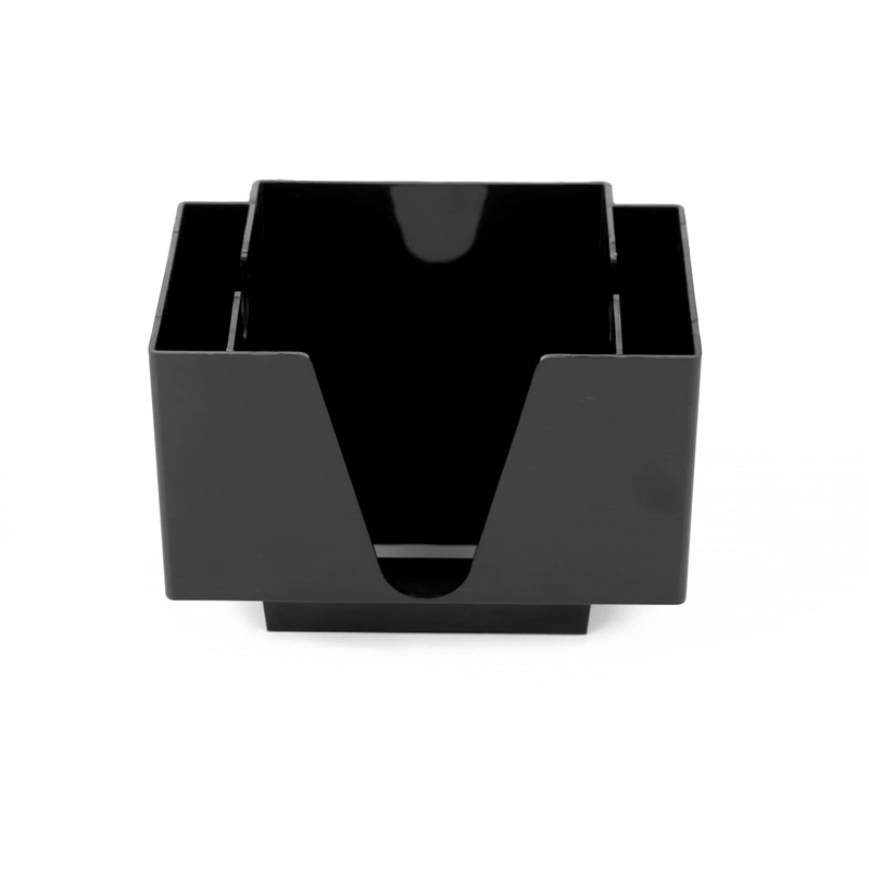 Bar Lux Rectangle Black Plastic Condiment Caddy / Napkin Holder - 3 Compartments - 8" x 5 1/2" x 5 3/4" - 10 count box