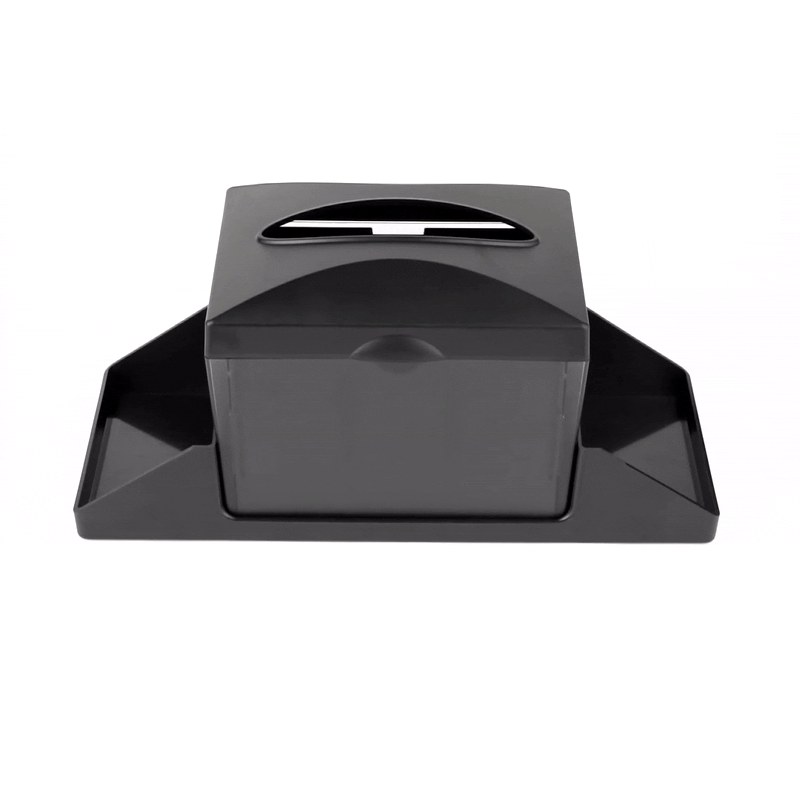 Bar Lux Rectangle Black Plastic Tabletop Condiment Caddy / Interfold Napkin Dispenser - 14 1/4" x 5 3/4" x 6 1/2" - 1 count box