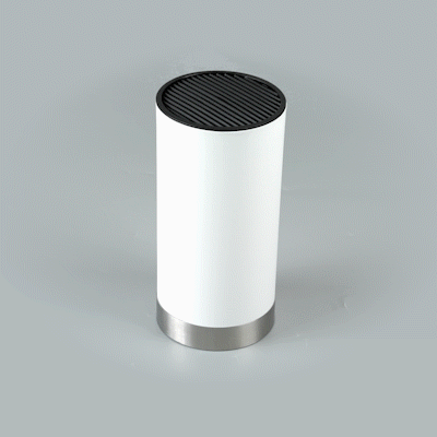 Sensei Round White Knife Block - Soft Touch - 4 1/4" x 4 1/4" x 9" - 1 count box