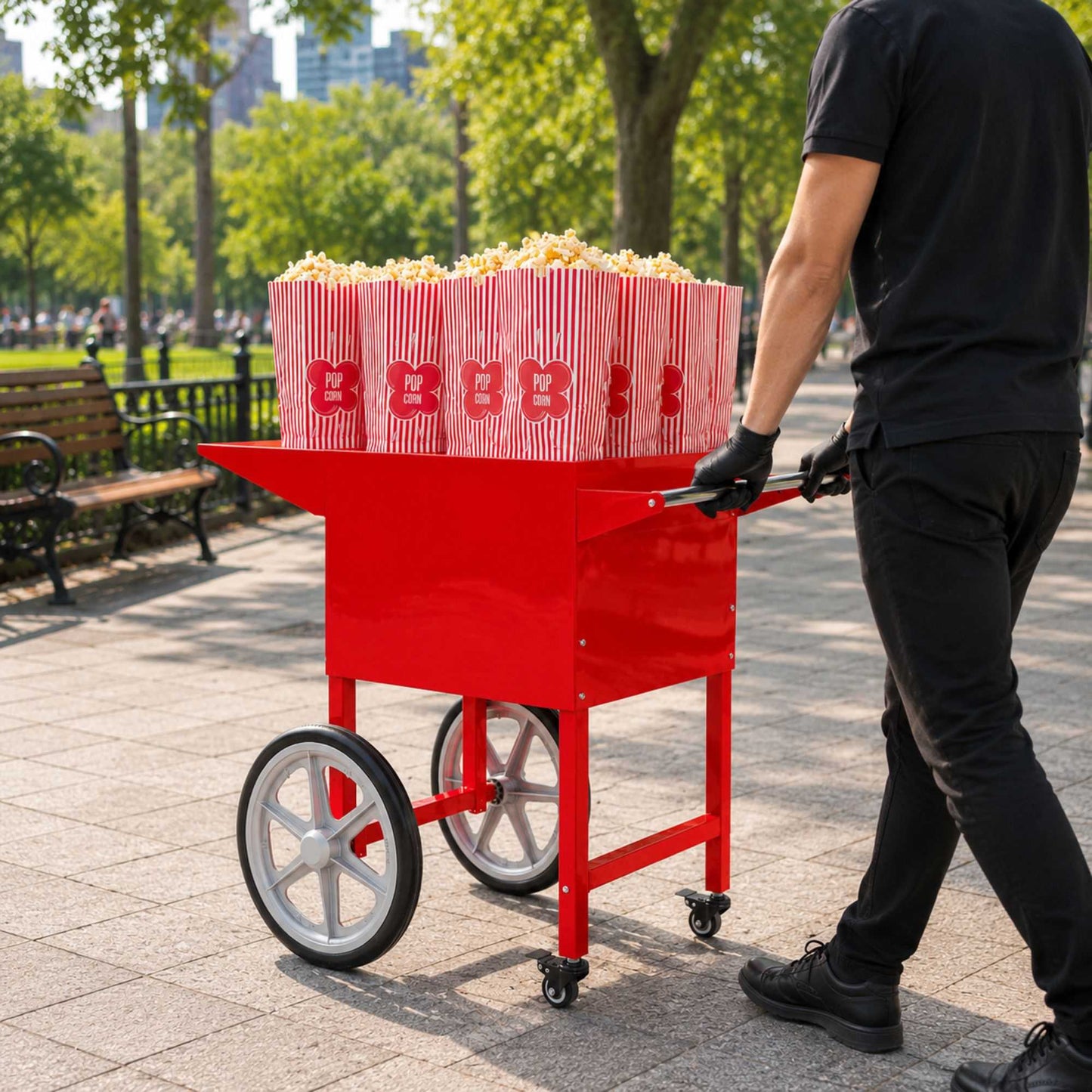 Hi Tek Red Stainless Steel Cart - For 8 oz Popcorn Machine - 1 count box