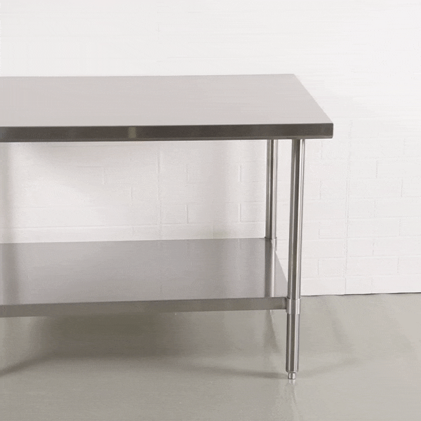 Kitchen Tek 16-Gauge 304 Stainless Steel Commercial Work Table - Medium Duty, Galvanized Legs, Undershelf - 30" x 48" - 1 count box
