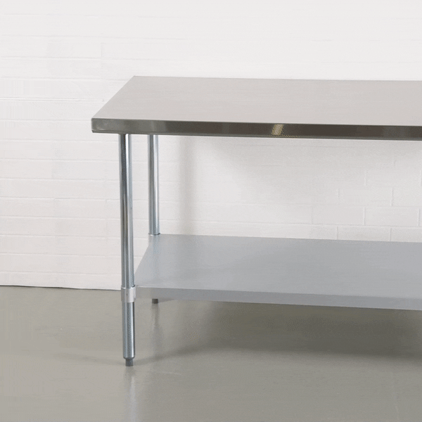 Kitchen Tek 18-Gauge 304 Stainless Steel Commercial Work Table - Heavy Duty, Galvanized Legs, Undershelf - 30" x 60" - 1 count box